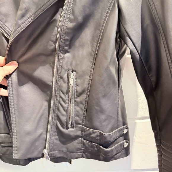 Art Class Faux Leather Black Moto Jacket zip up motorcycle biker coat Size XL - Picture 8 of 9